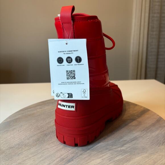 NIB Hunter Stanly Medium Red 610 Insulated Waterproof Duck Boots Women’s US Sz 9 - Picture 10 of 11